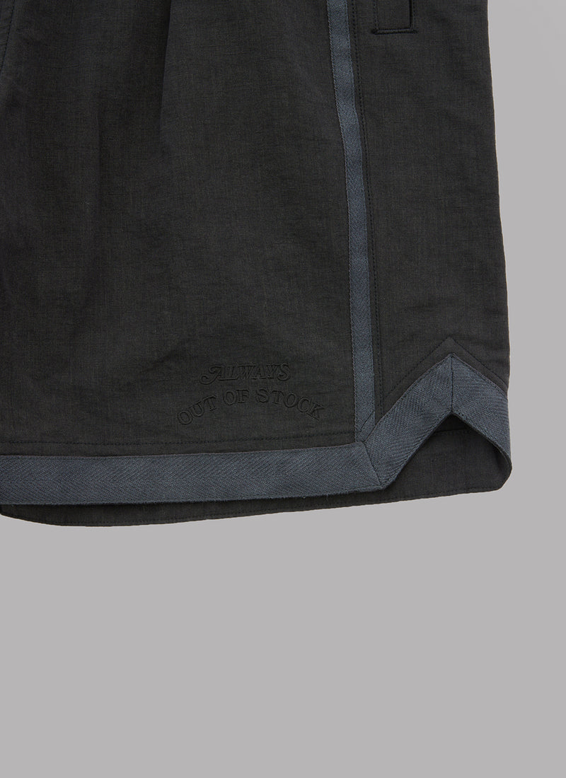 LINEN BASKETBALL SHORTS-BLACK