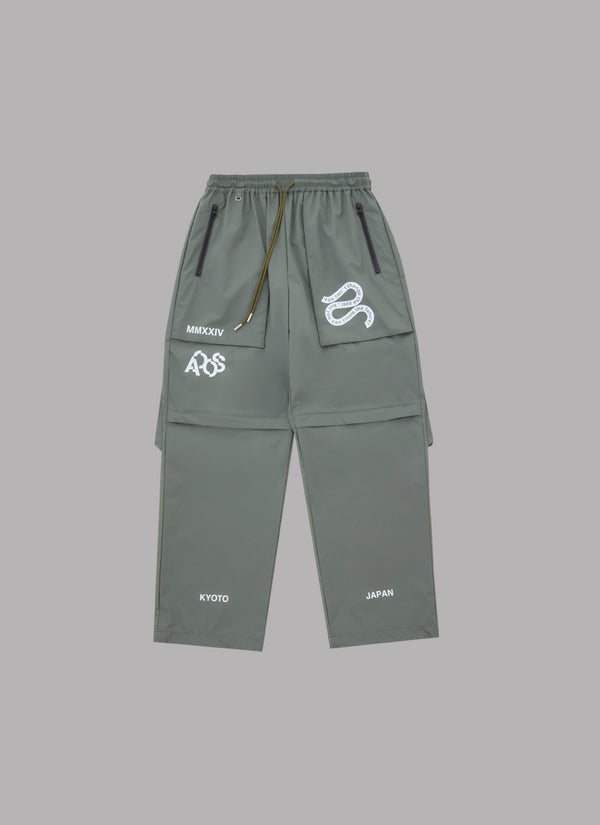 THREE LAYER TRACK PANTS-GREY GREEN