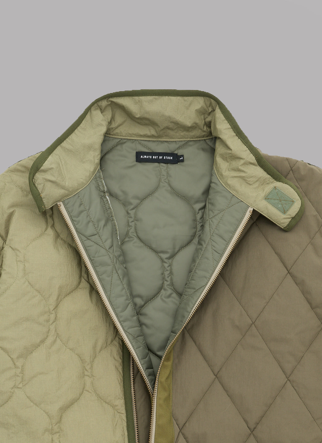 SWITCHED QUILTING JACKET - OLIVE