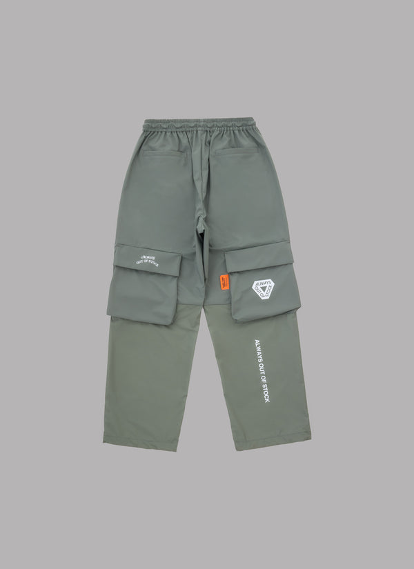 THREE LAYER TRACK PANTS-GREY GREEN