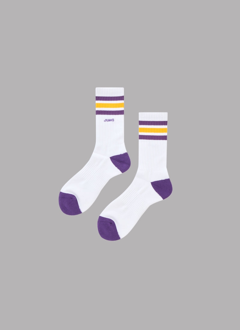 ALWAYS LOGO LONG SOCKS-WHITE x PURPLE