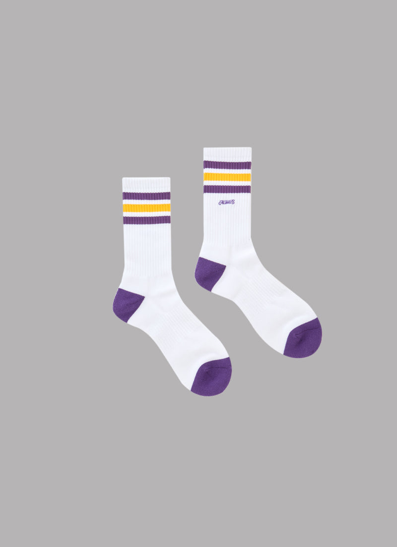 ALWAYS LOGO LONG SOCKS-WHITE x PURPLE