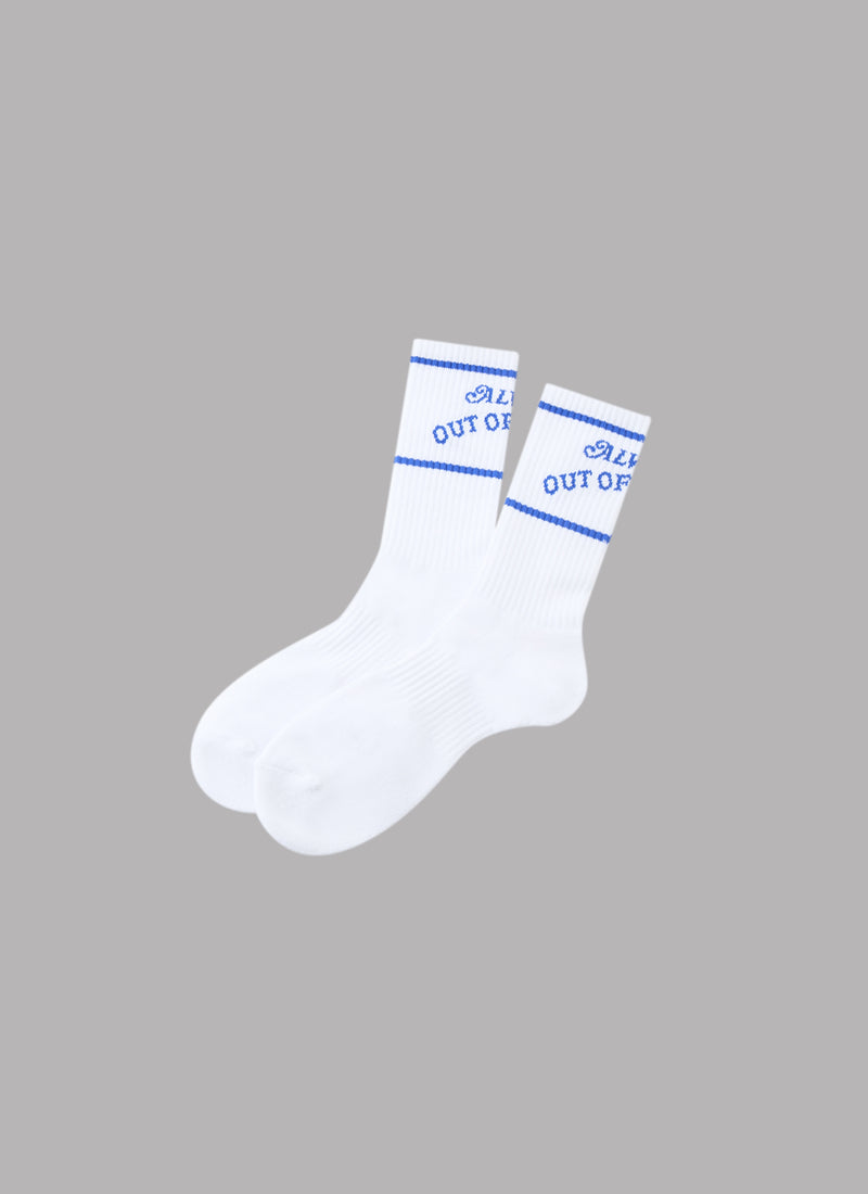 BASIC LOGO LONG SOCKS-WHITE x BLUE