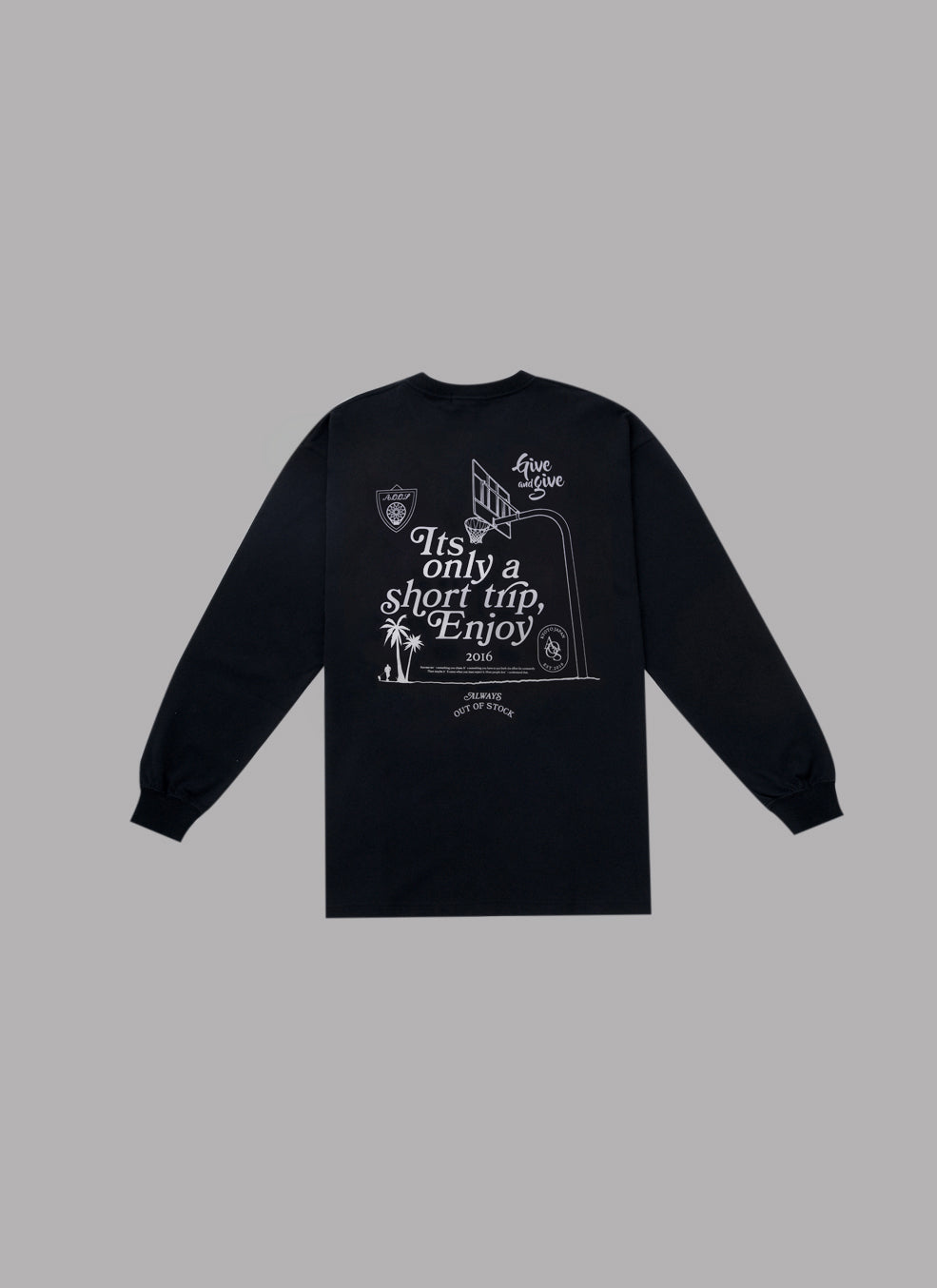 IT'S ONLY A SHORT TRIP L/S TEE-BLACK