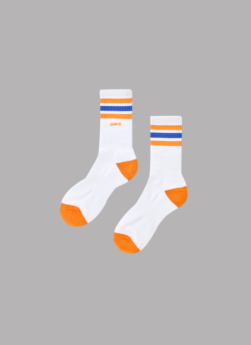 ALWAYS LOGO LONG SOCKS-WHITE x ORANGE