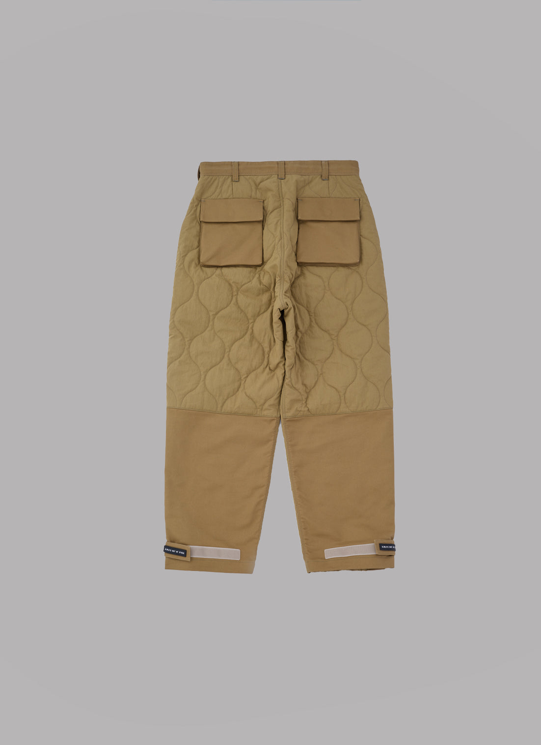 QUILTED SIDE BUTTON TROUSERS-BEIGE