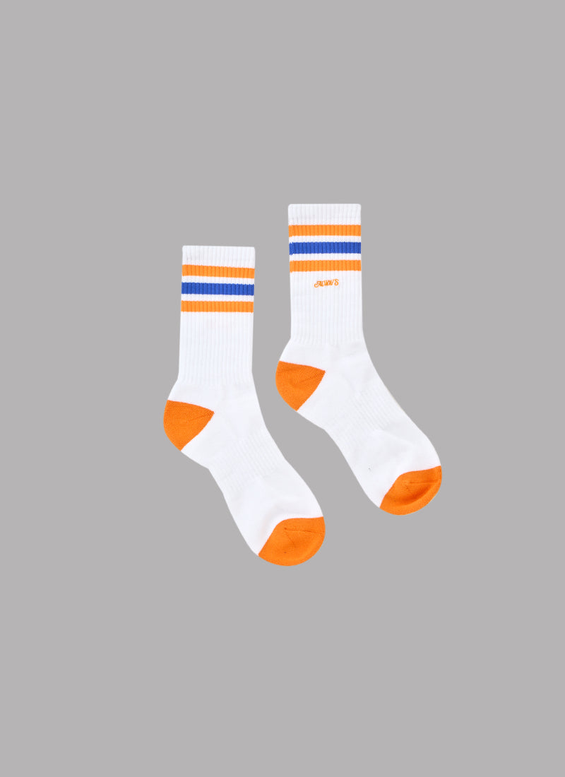 ALWAYS LOGO LONG SOCKS-WHITE x ORANGE