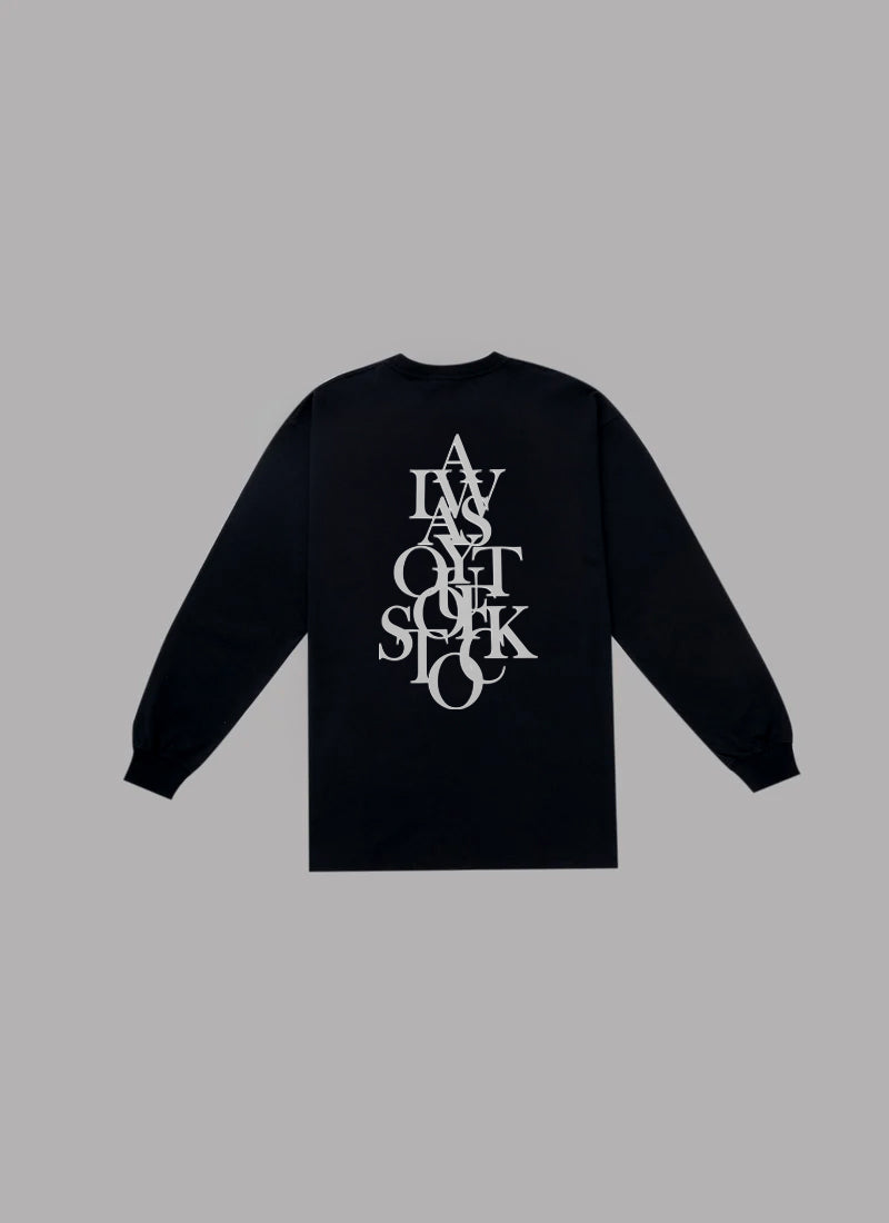 OVERLAP L/S TEE-BLACK