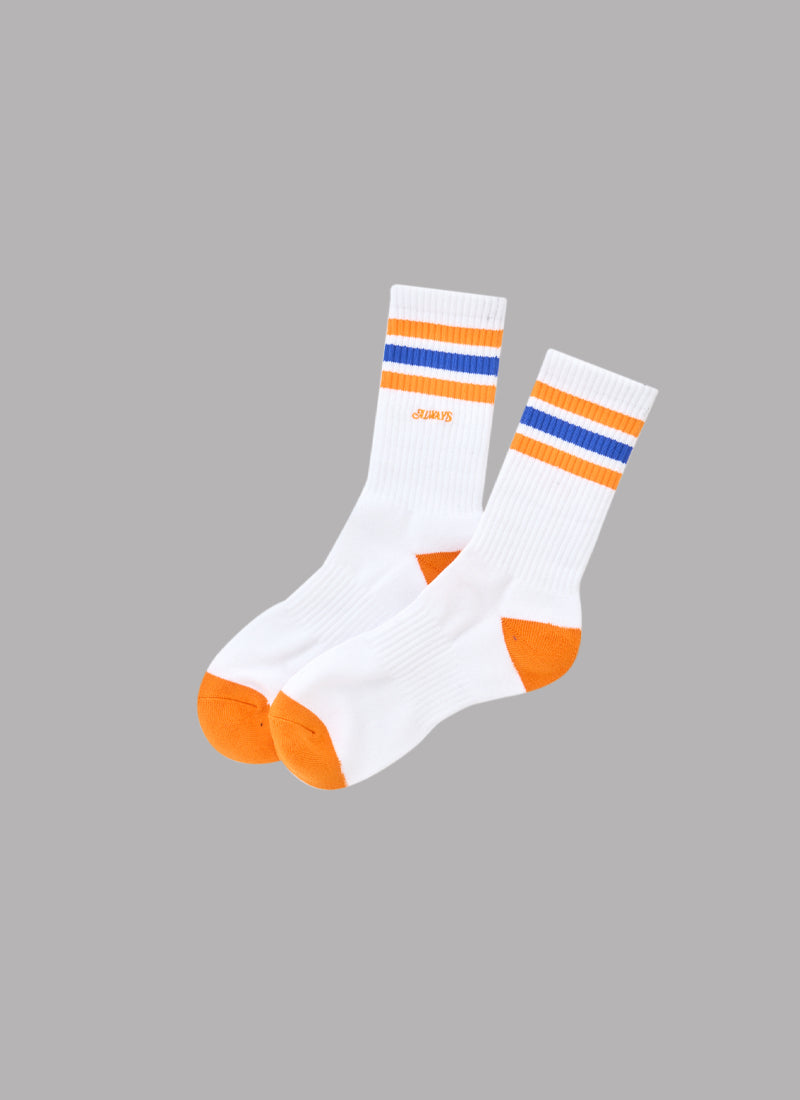 ALWAYS LOGO LONG SOCKS-WHITE x ORANGE