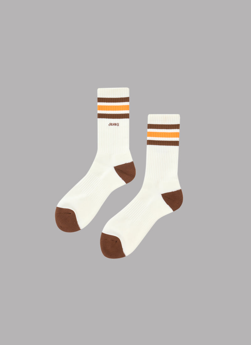 ALWAYS LOGO LONG SOCKS-IVORY x BROWN