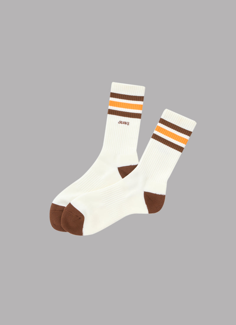 ALWAYS LOGO LONG SOCKS-IVORY x BROWN