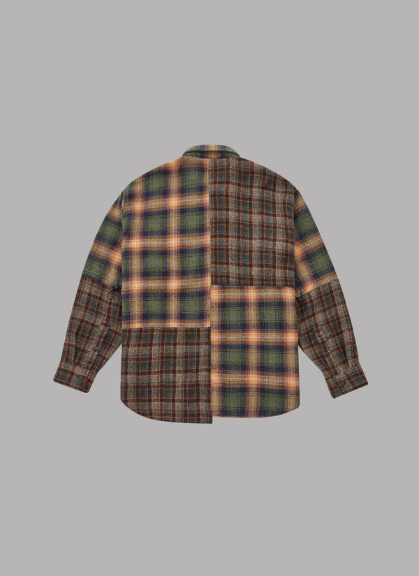 L/S CRAZY CHECK SHIRT-BROWN/ORANGE