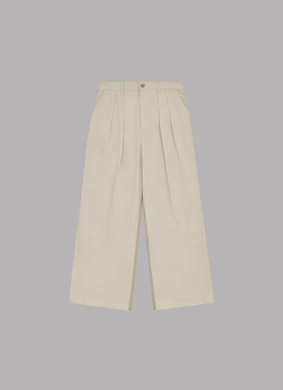 TWO-PLEAT SWITCHED WIDE PANTS - IVORY