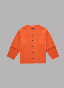 BASEBALL KNIT CARDIGAN-ORANGE