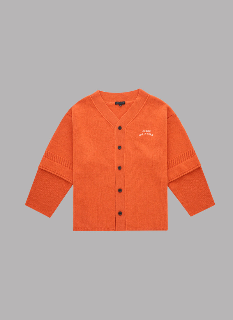 BASEBALL KNIT CARDIGAN-ORANGE