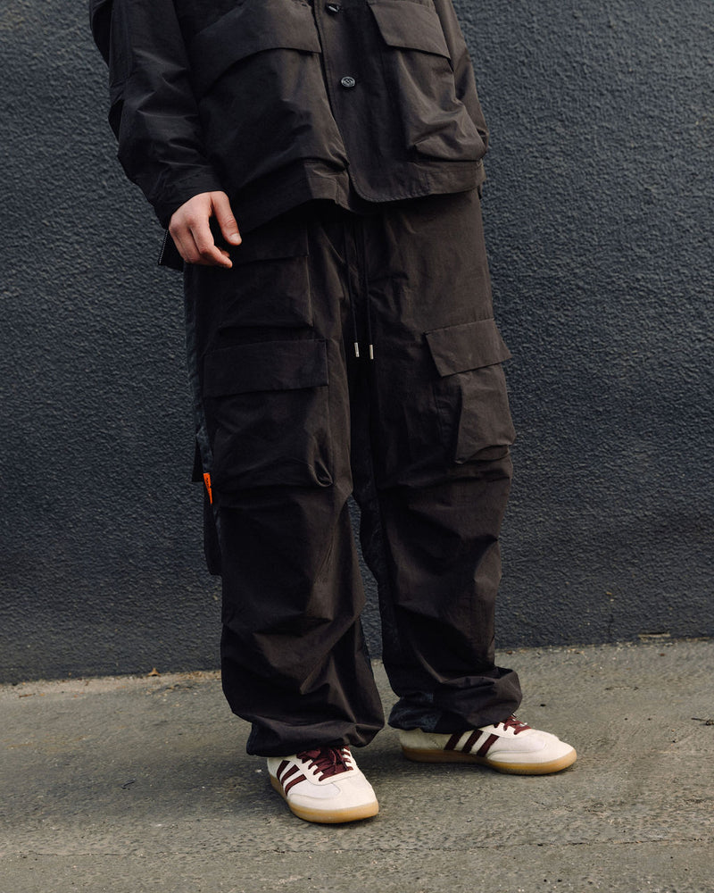 WIDE FATIGUE PANTS-BLACK