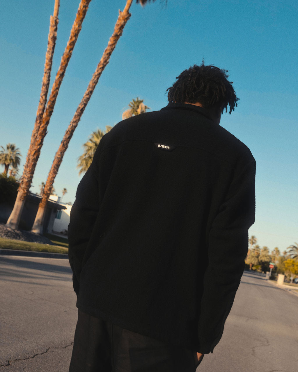 TWEED-LIKE UTILITY JACKET-BLACK