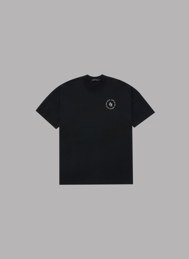 LIFE IS G&G DROP SHOULDER S/S TEE-BLACK