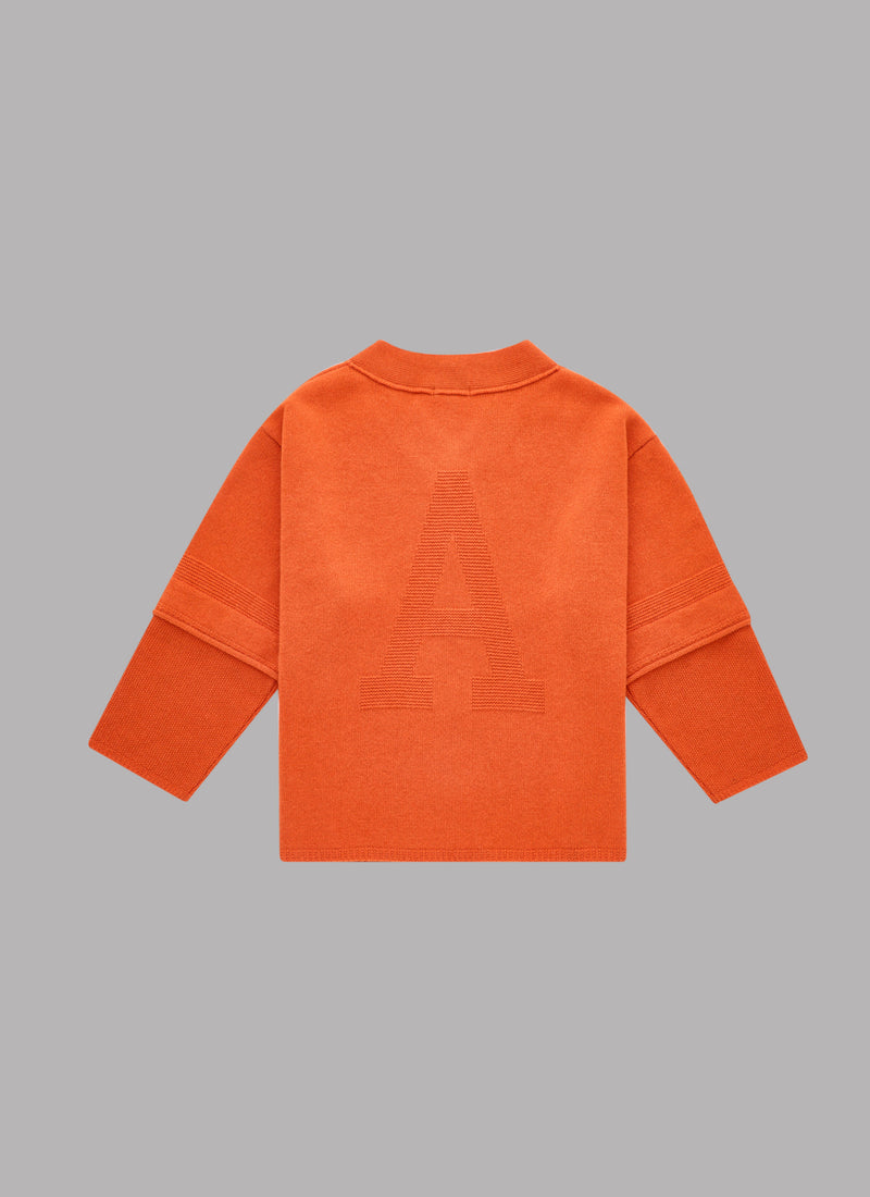 BASEBALL KNIT CARDIGAN-ORANGE