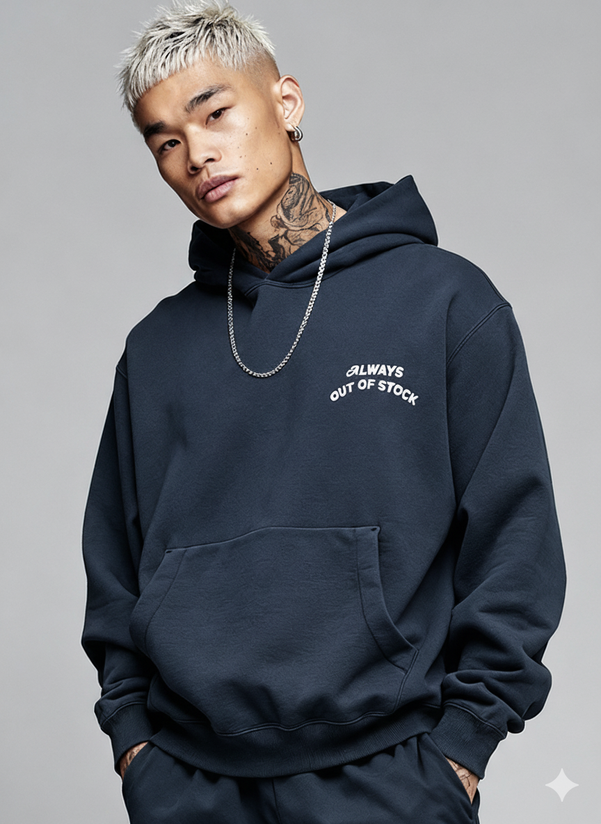 BASIC LOGO HOODIE-NAVY x OFF WHITE