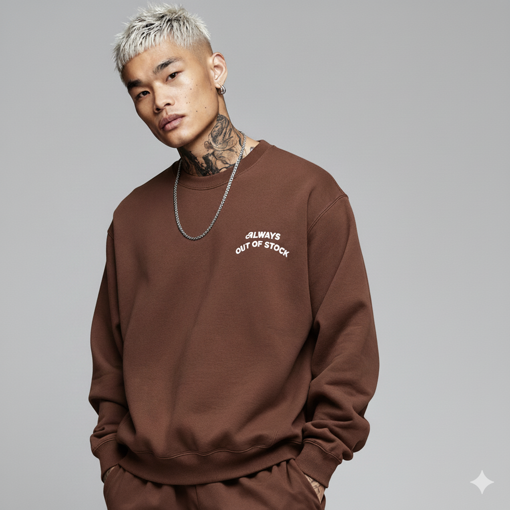 BASIC LOGO CREWNECK -BROWN x OFF WHITE