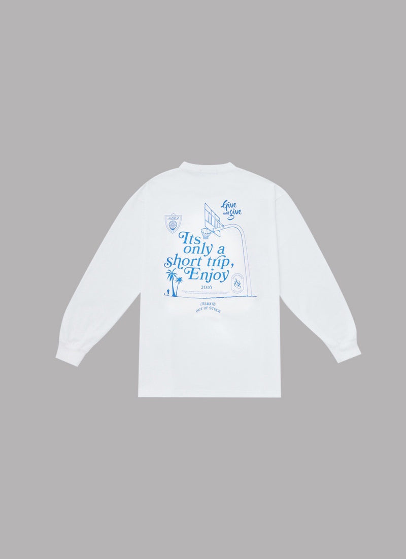 IT'S ONLY A SHORT TRIP L/S TEE-WHITE
