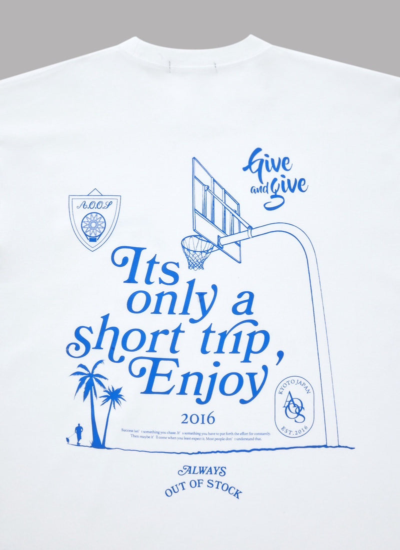 IT'S ONLY A SHORT TRIP L/S TEE-WHITE
