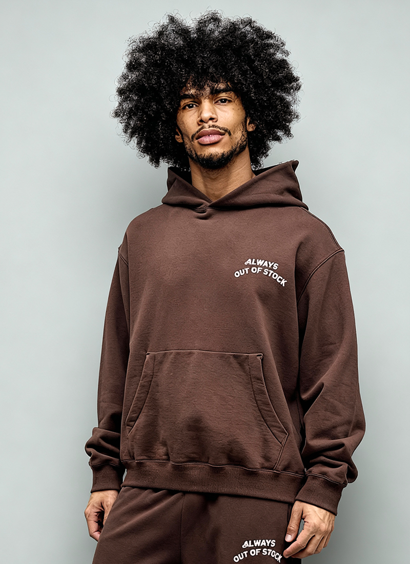 BASIC LOGO HOODIE-BROWN x OFF WHITE