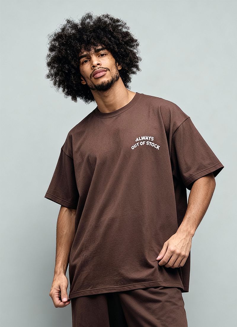 BASIC LOGO S/S TEE-BROWN x OFF WHITE