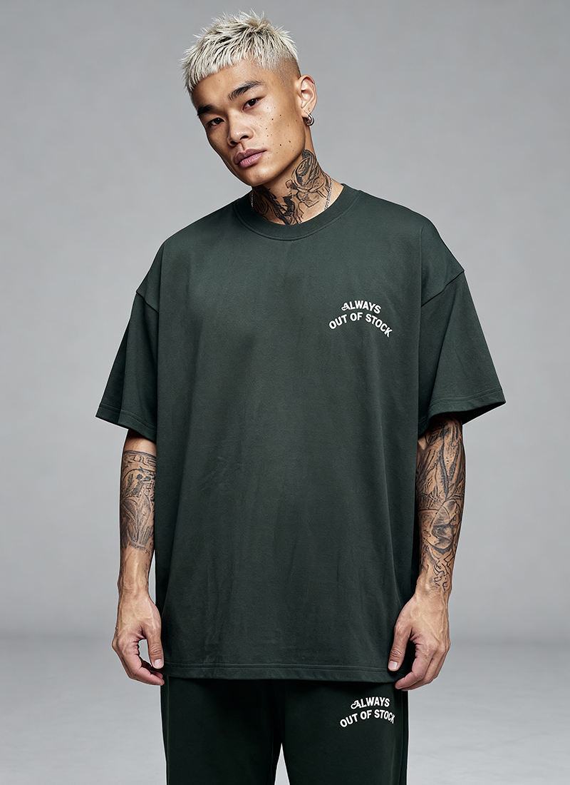 BASIC LOGO S/S TEE-OLIVE x OFF WHITE