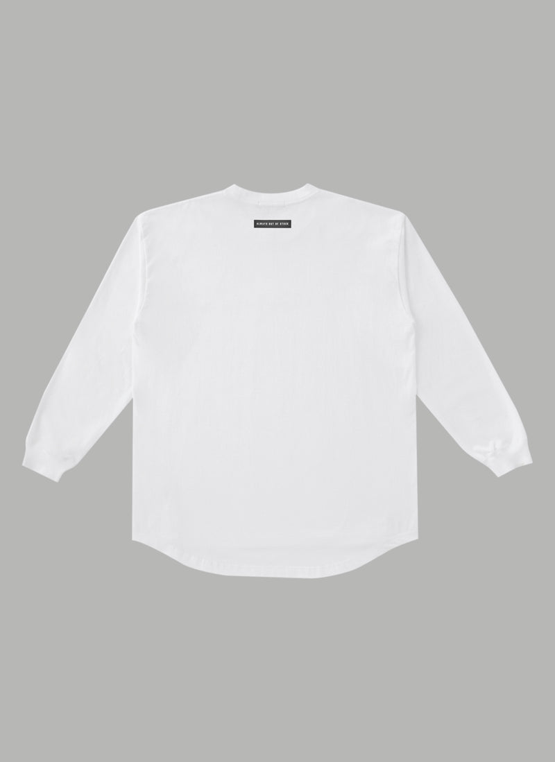 ROUNDED OLD ENGLISH L/S TEE - WHITE