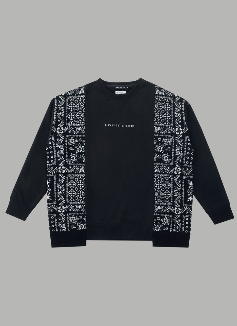 ALWAYS OUT OF STOCK x REYN SPOONER SWITCHED KNIT CREW NECK - BLACK