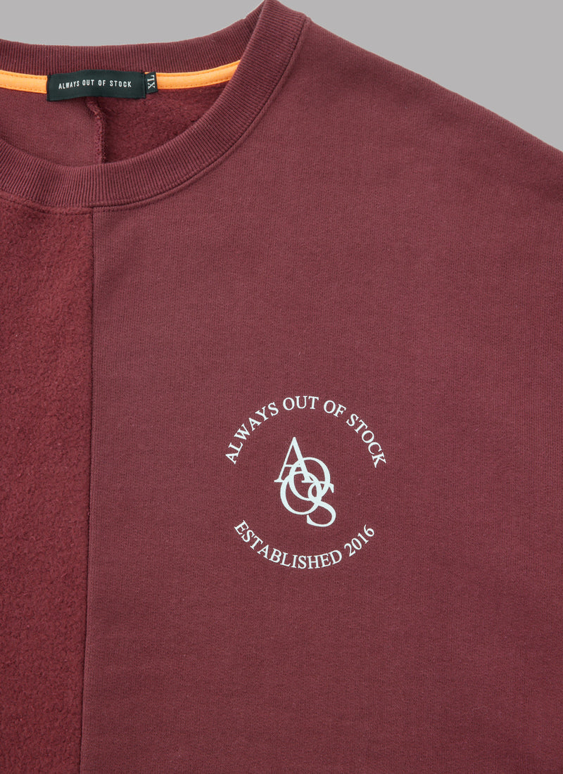 SWITCHED NOSTALGIC THICK CREW NECK - BURGUNDY – ALWAYS OUT OF STOCK