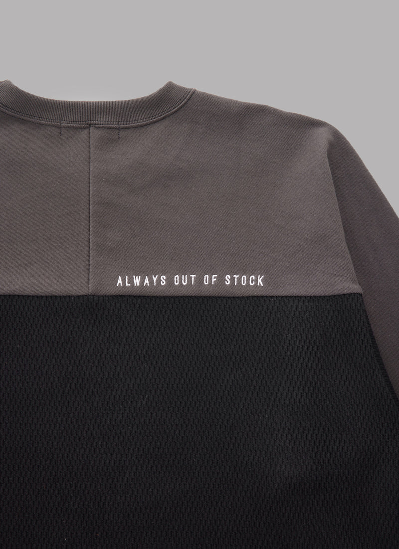 COMBINATION WAFFLE CREW NECK - BLACK – ALWAYS OUT OF STOCK