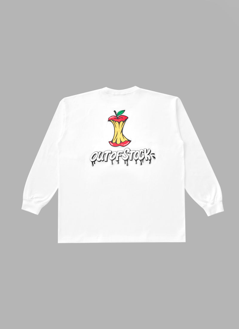 APPLE OUT OF STOCK L/S TEE-WHITE