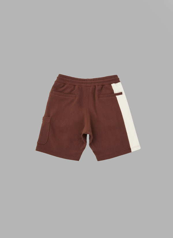 SWITCHED SWEAT SHORTS-BROWN / BEIGE