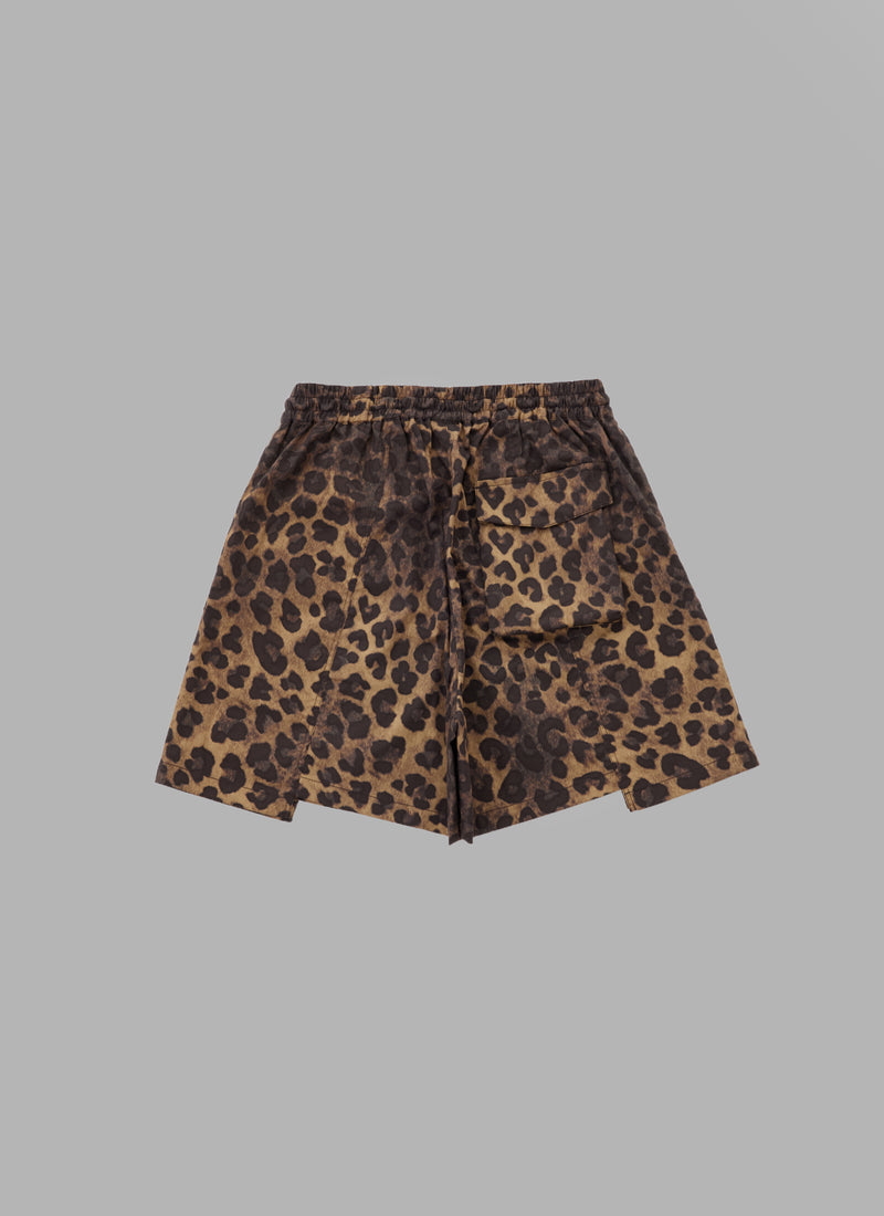 SWITCHED LEOPARD SHORTS  - BROWN