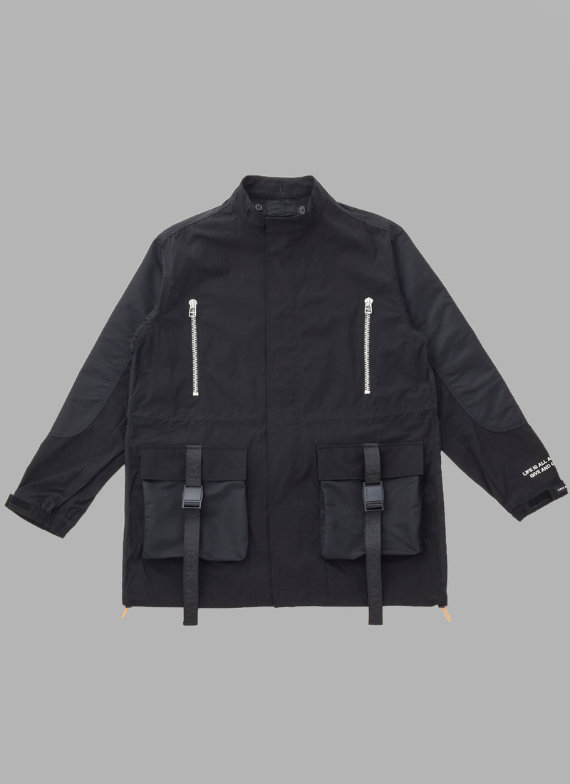 MATERIAL COMBINATION MODS COAT - BLACK – ALWAYS OUT OF STOCK