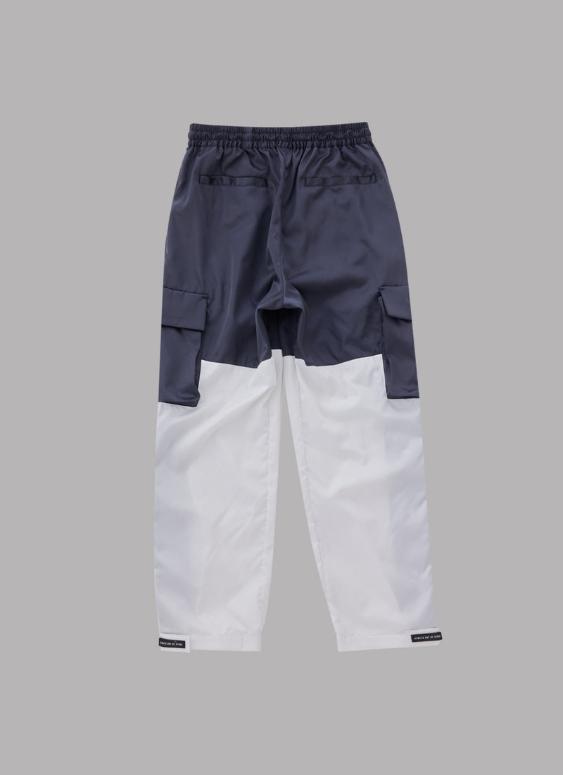 REFINED TRACK SHELL PANTS  - WHITE/NAVY